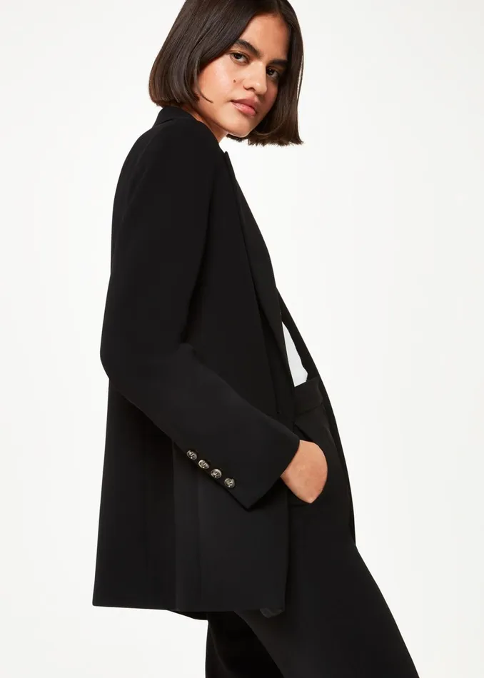 Women Coats and Jackets Whistles Black Crepe Boyfriend Blazer