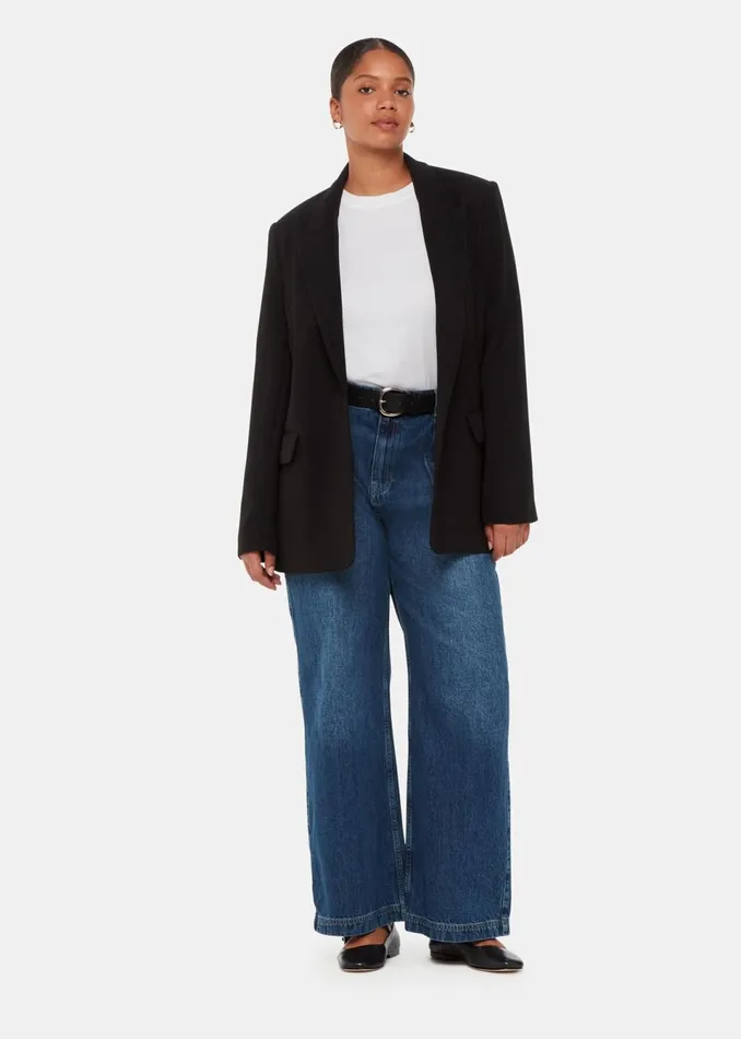 Women Coats and Jackets Whistles Black Crepe Boyfriend Blazer