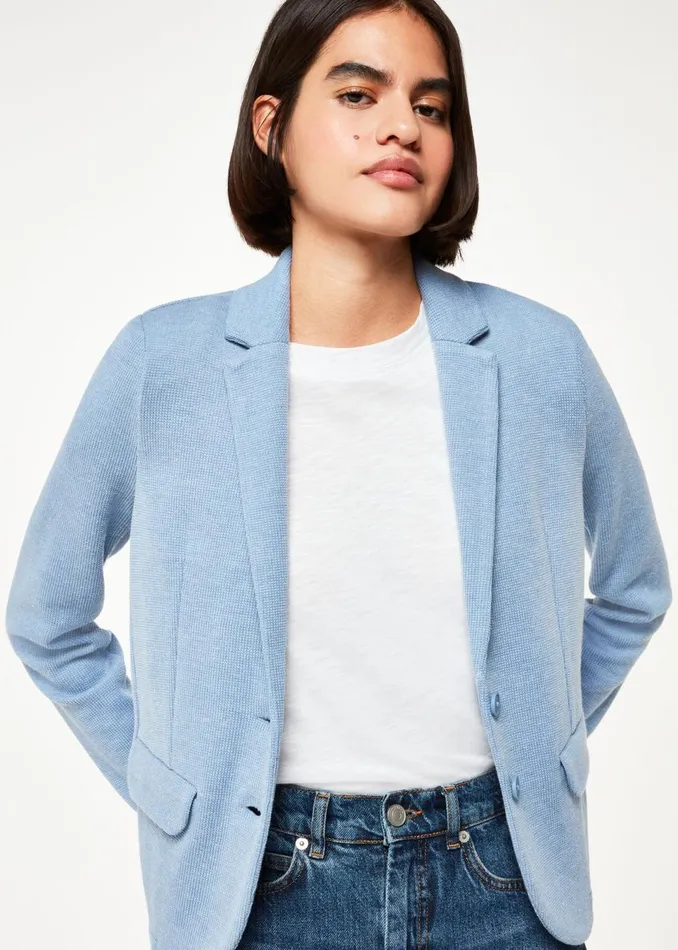 Women Coats and Jackets Whistles Blue Slim Jersey Jacket