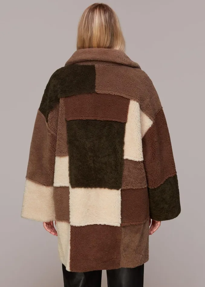 Women Coats and Jackets Whistles Brown Reversible Patchwork Coat