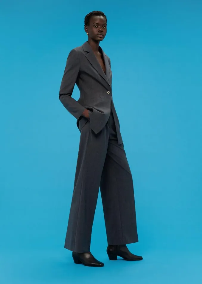 Women Coats and Jackets Whistles Grey Mia Elongated Waist Blazer