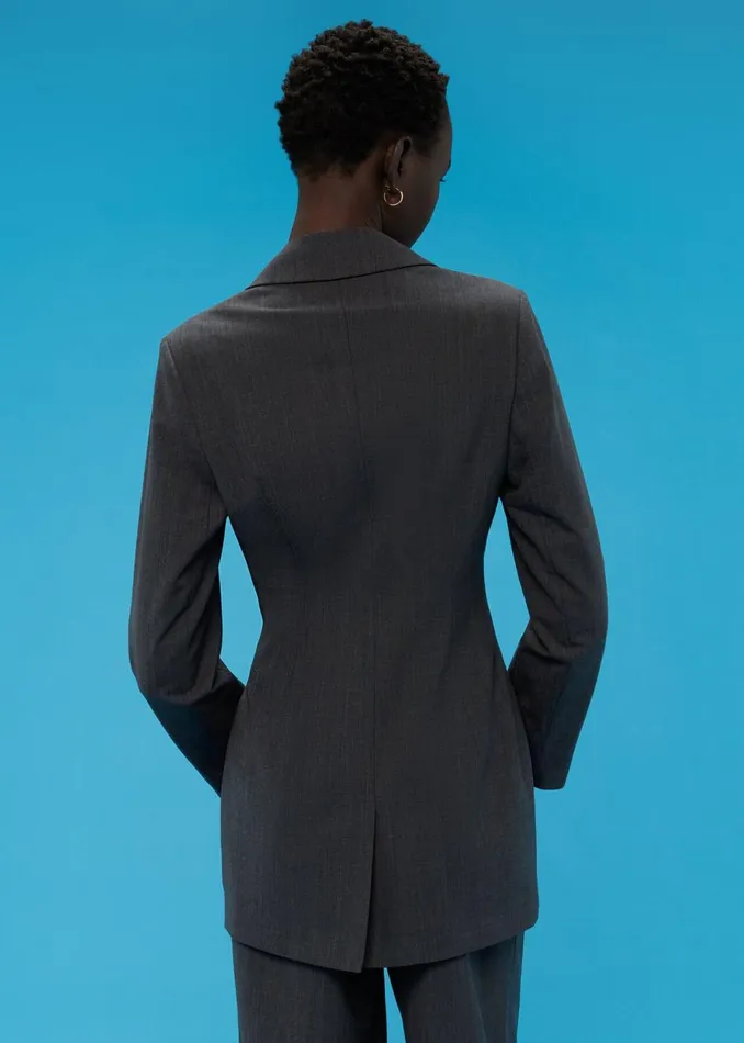 Women Coats and Jackets Whistles Grey Mia Elongated Waist Blazer