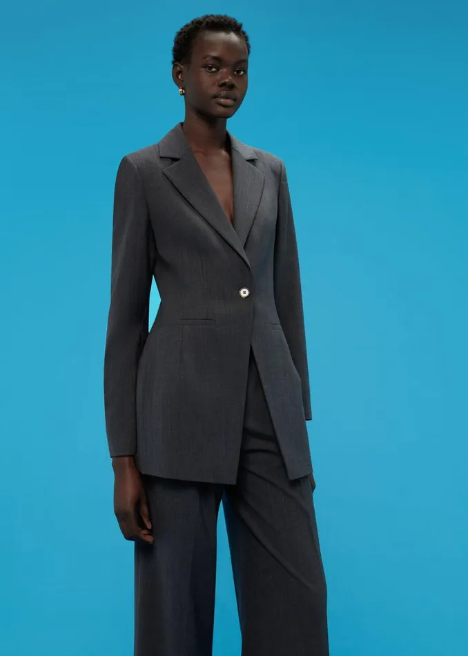 Women Coats and Jackets Whistles Grey Mia Elongated Waist Blazer