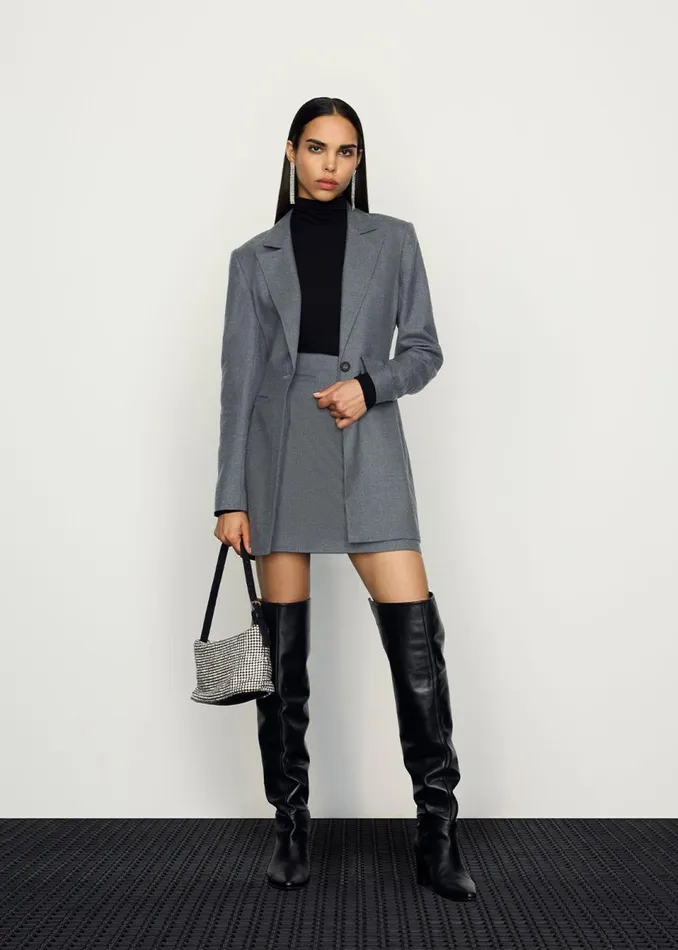 Women Coats and Jackets Whistles Grey Mia Elongated Waist Blazer