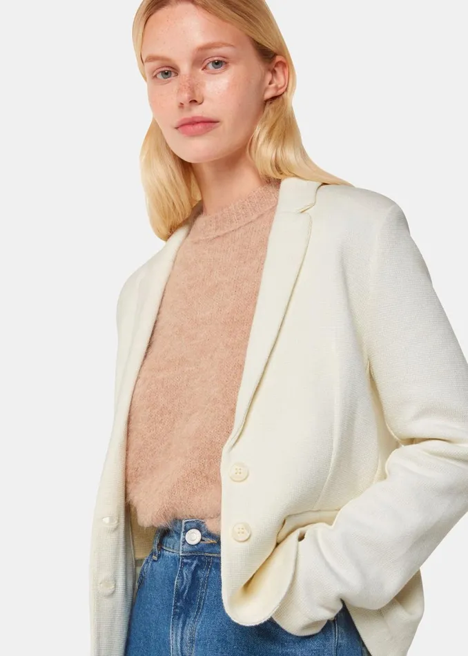 Women Coats and Jackets Whistles Ivory Slim Jersey Jacket