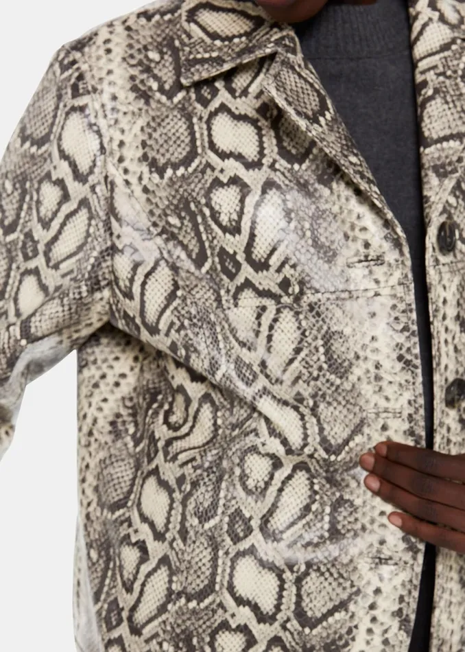 Women Coats and Jackets Whistles Multicolour Iyana Snake Print Leather Coat
