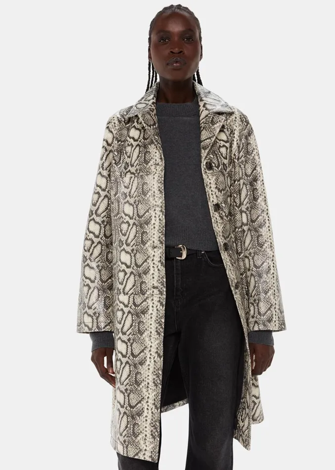 Women Coats and Jackets Whistles Multicolour Iyana Snake Print Leather Coat