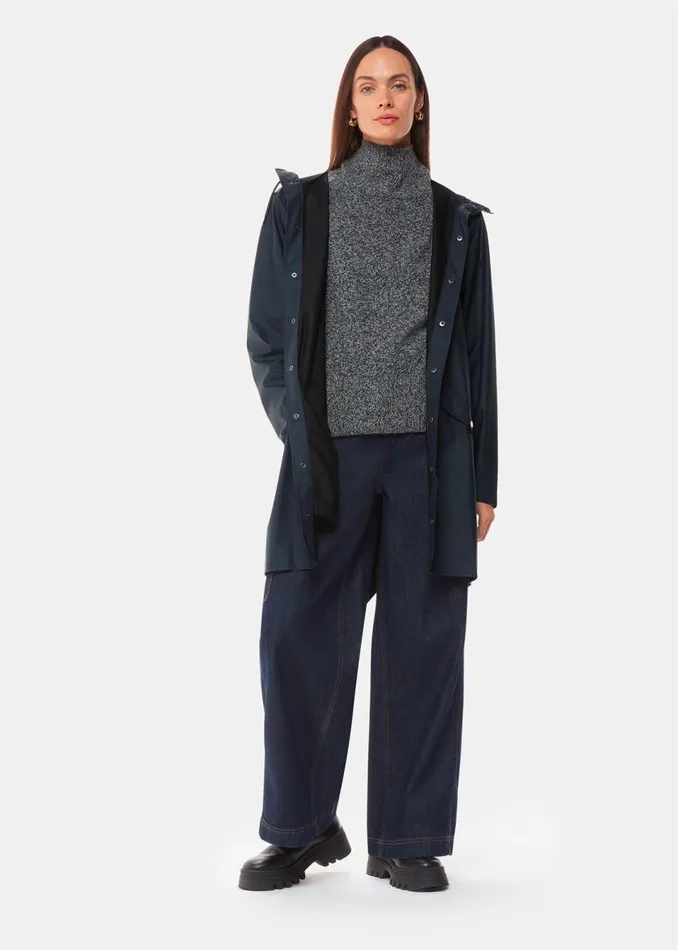 Women Coats and Jackets Whistles Navy Rains Long Jacket