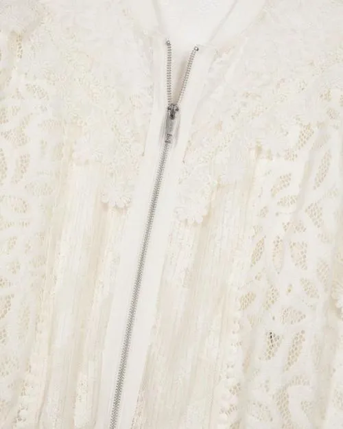 Women Coats and Parkas The Kooples Ecru Lace Ruffled Jacket Ecru