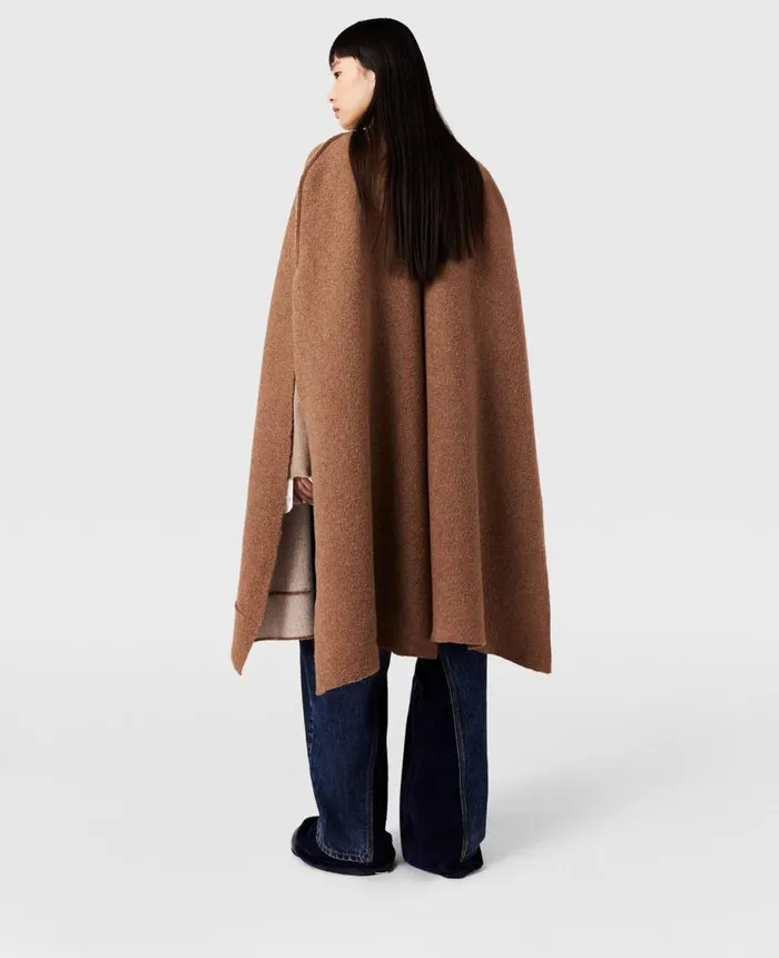 Women Coats And Jackets Stella McCartney BaubleClasp Boucl Cape Twotone Beige