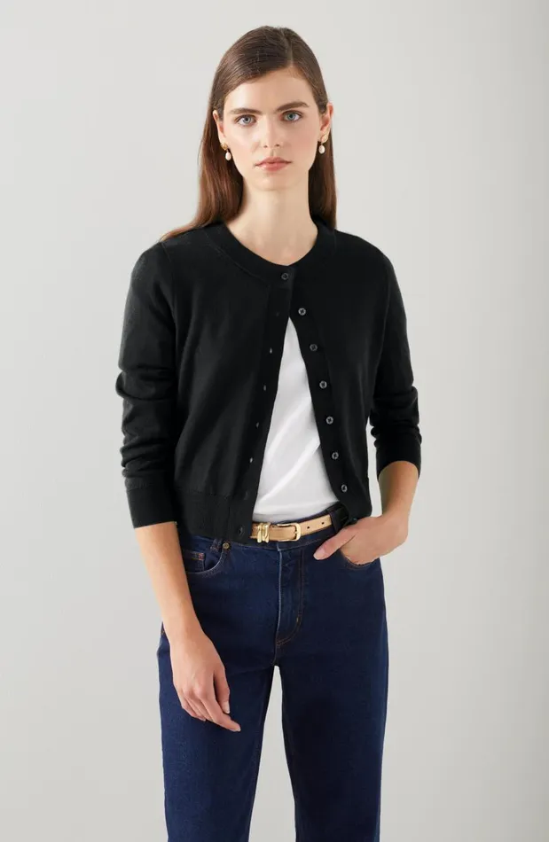 Women Connie Black Sustainably Sourced Merino Wool Cardigan Black LKBennett Knitwear Women Connie Black Sustainably Sourced Merino Wool Cardigan Black LKBennett Knitwear