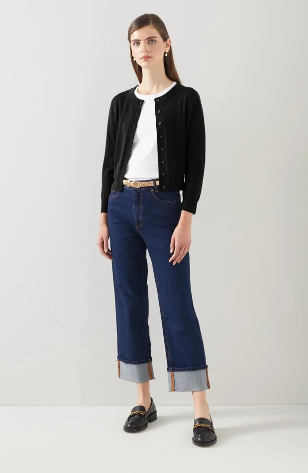 Women Connie Black Sustainably Sourced Merino Wool Cardigan Black LKBennett Knitwear