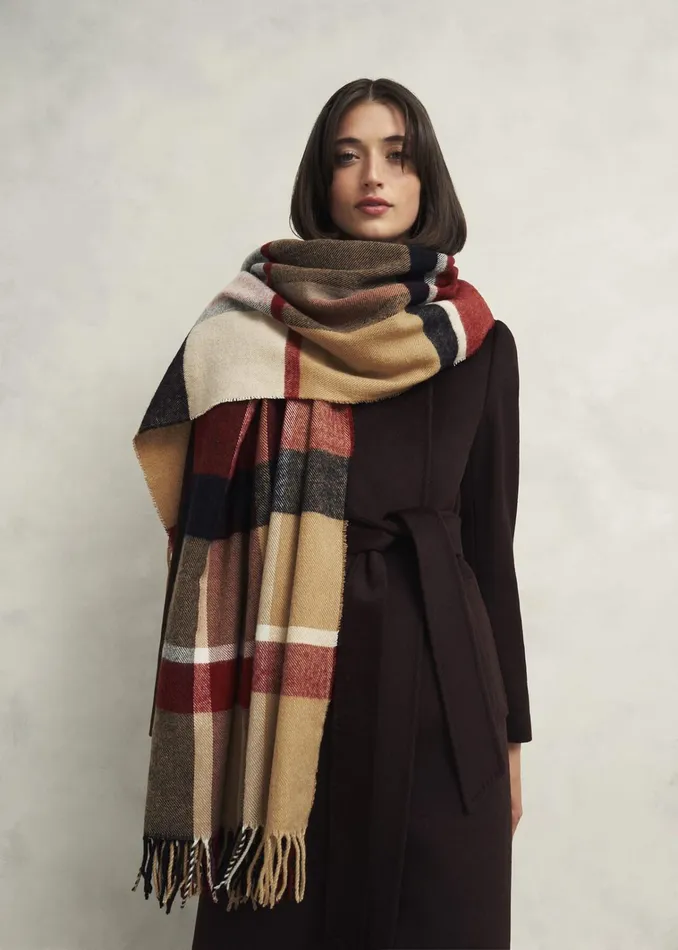 Women Connie Blanket Scarf Red Multi Hobbs Scarves