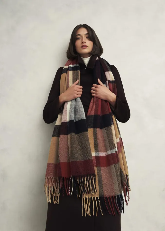 Women Connie Blanket Scarf Red Multi Hobbs Scarves