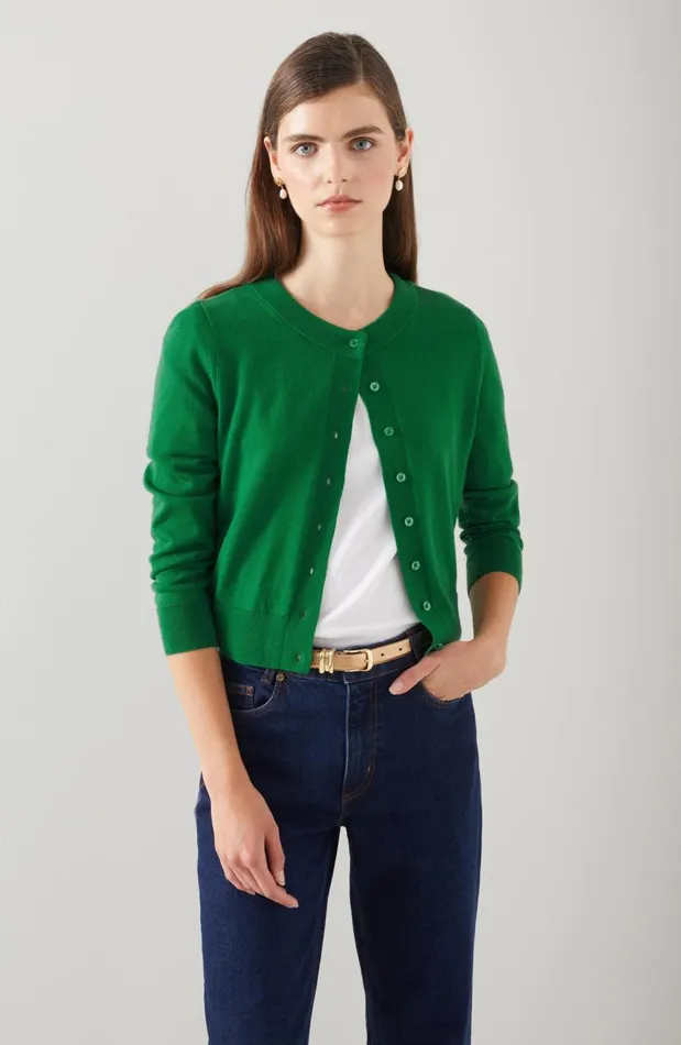 Women Connie Green Sustainably Sourced Merino Wool Cardigan Green LKBennett Knitwear Women Connie Green Sustainably Sourced Merino Wool Cardigan Green LKBennett Knitwear