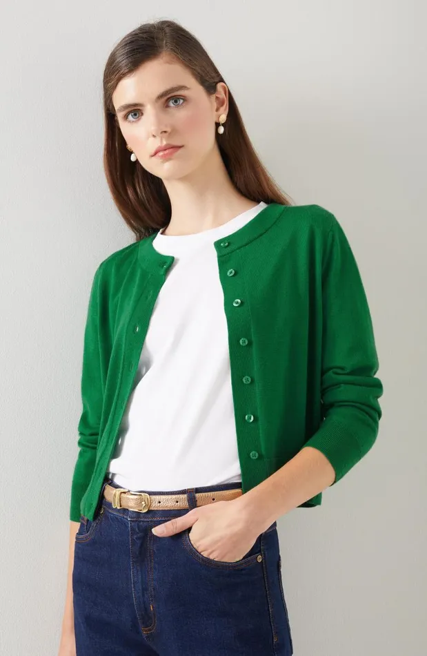 Women Connie Green Sustainably Sourced Merino Wool Cardigan Green LKBennett Knitwear