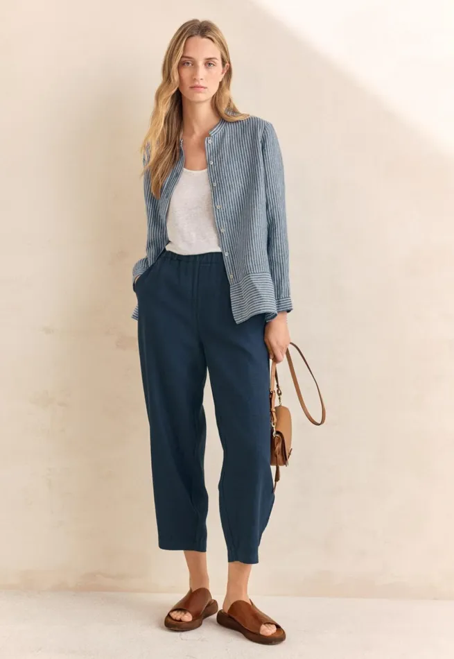 Women Cropped Trousers Midnight Blue Poetry Fashion Trousers and Shorts