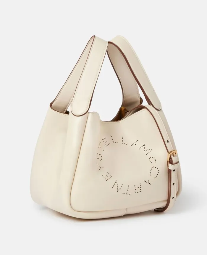 Women Crossbody Bags Stella McCartney Logo Double Top Handle Crossbody Bag Magnolia White