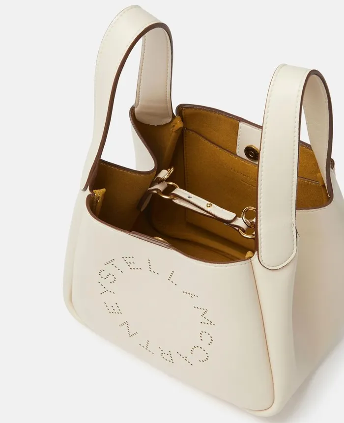 Women Crossbody Bags Stella McCartney Logo Double Top Handle Crossbody Bag Magnolia White