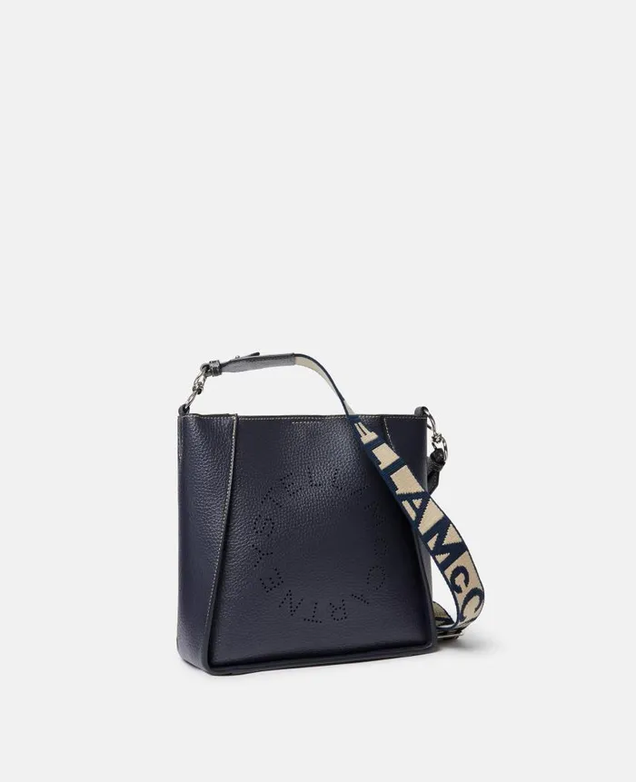 Women Crossbody Bags Stella McCartney Logo Grainy Alter Mat Shoulder Bag Indigo Moon