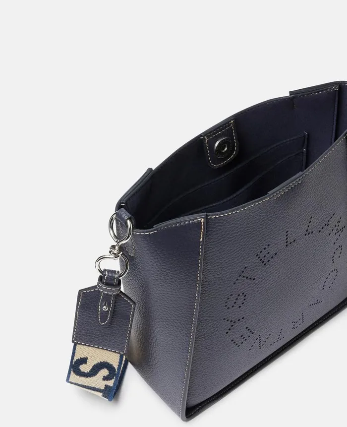 Women Crossbody Bags Stella McCartney Logo Grainy Alter Mat Shoulder Bag Indigo Moon