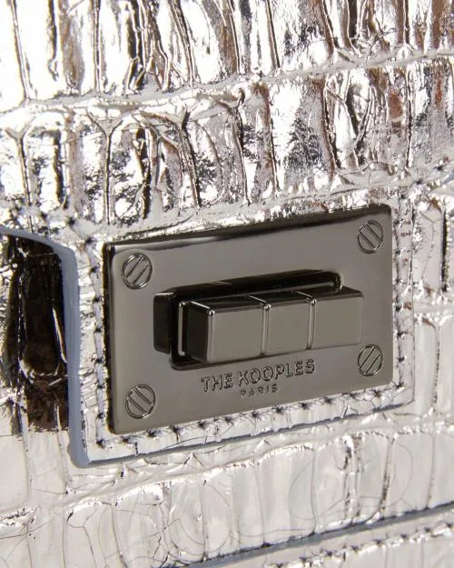 Women Crossbody Bags The Kooples Emily Small Bag In Silver CrocodileEffect Leather Antic Silver