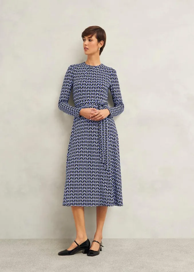 Women Dakota Jersey Dress Navy Multi Hobbs Dresses and Jumpsuits