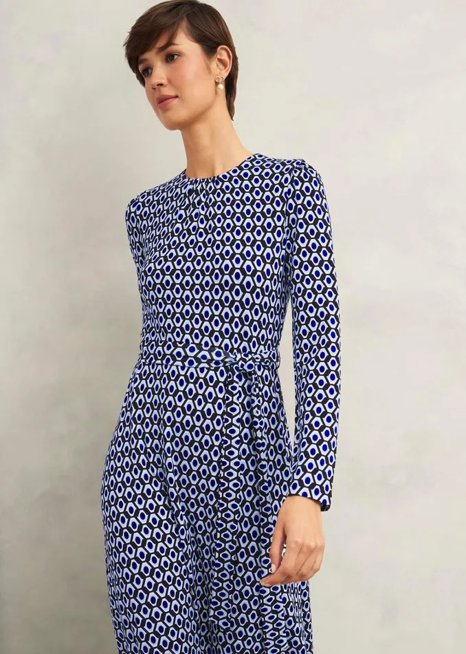 Women Dakota Jersey Dress Navy Multi Hobbs Dresses and Jumpsuits