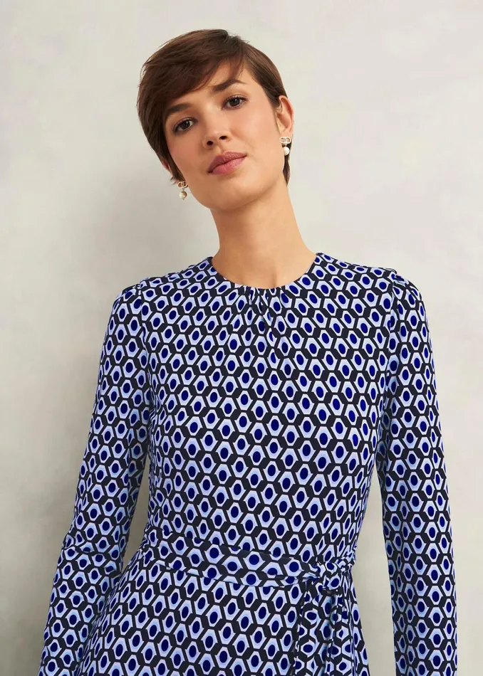 Women Dakota Jersey Dress Navy Multi Hobbs Dresses and Jumpsuits
