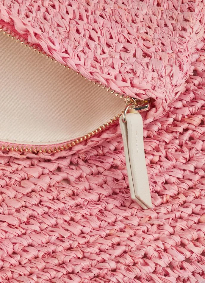 Women Danilla Pink Raffia Fold Over Clutch LKBennett Clutch Bags Women Danilla Pink Raffia Fold Over Clutch LKBennett Clutch Bags