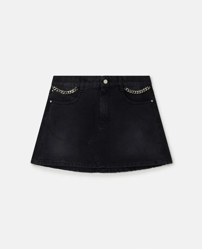 Women Denim Stella McCartney Falabella Denim Mini Skirt Black