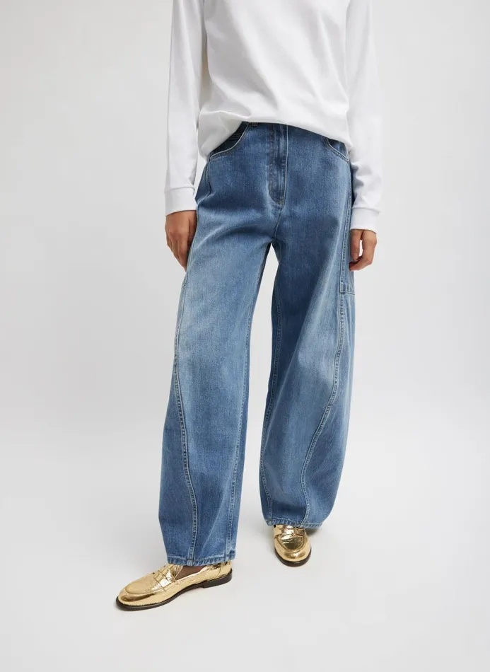 Women Denim Tibi Classic Wash Denim Sid Jean Classic Blue