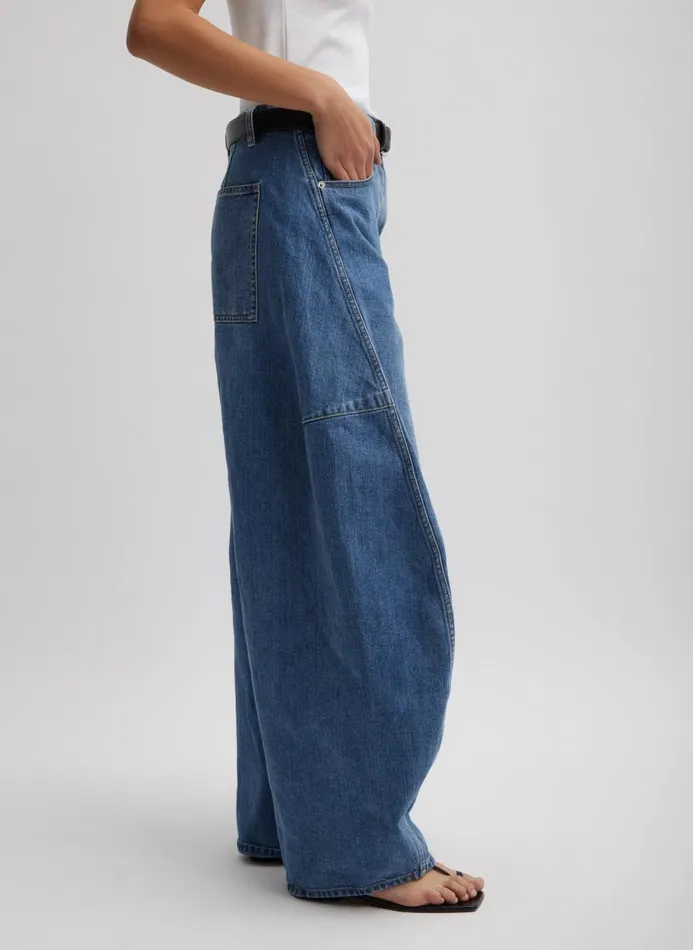 Women Denim Tibi Classic Wash Denim Sid Jean Classic Blue