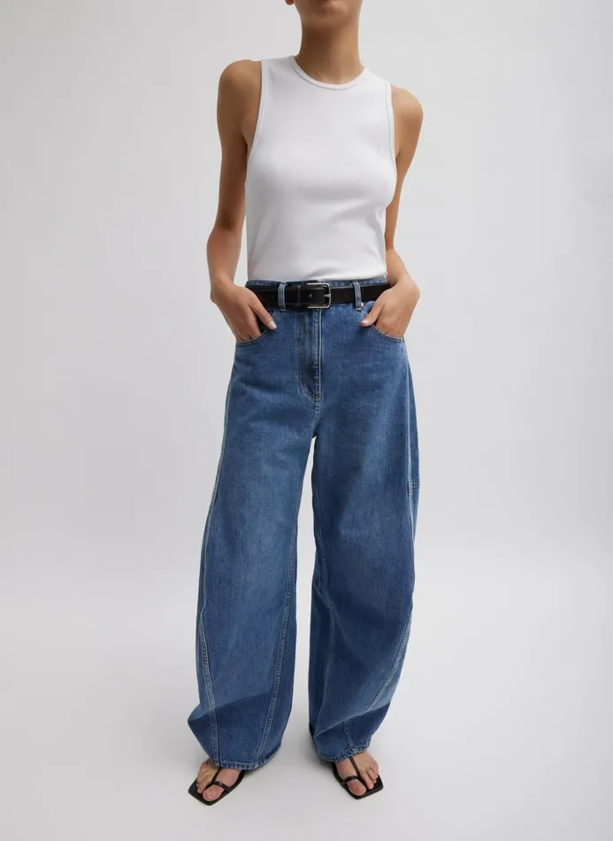Women Denim Tibi Classic Wash Denim Sid Jean Classic Blue