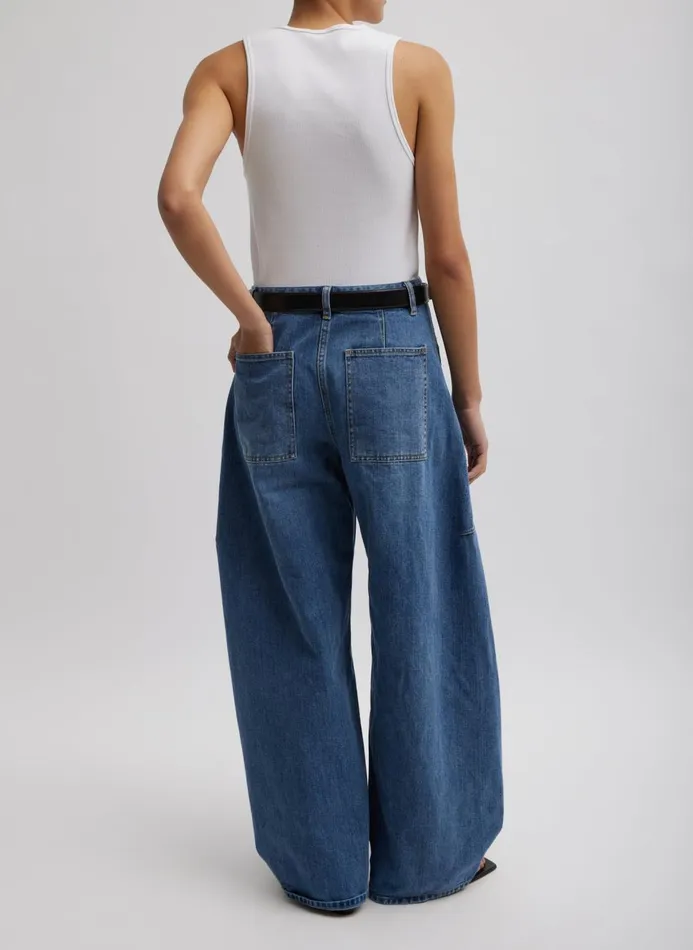 Women Denim Tibi Classic Wash Denim Sid Jean Classic Blue