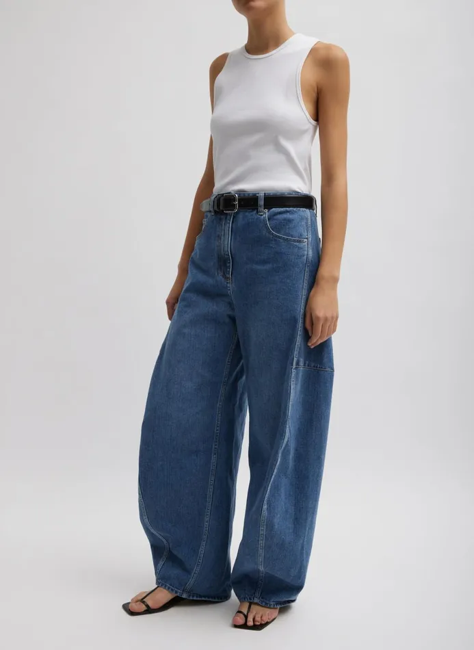 Women Denim Tibi Classic Wash Denim Sid Jean Classic Blue