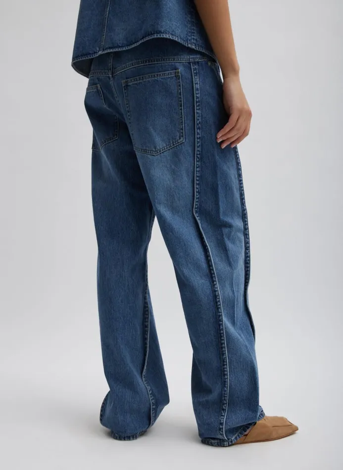 Women Denim Tibi Spring Denim Tuck Jean Classic Blue