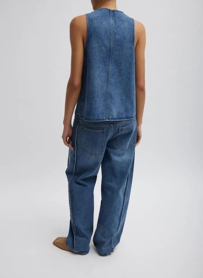 Women Denim Tibi Spring Denim Tuck Jean Classic Blue