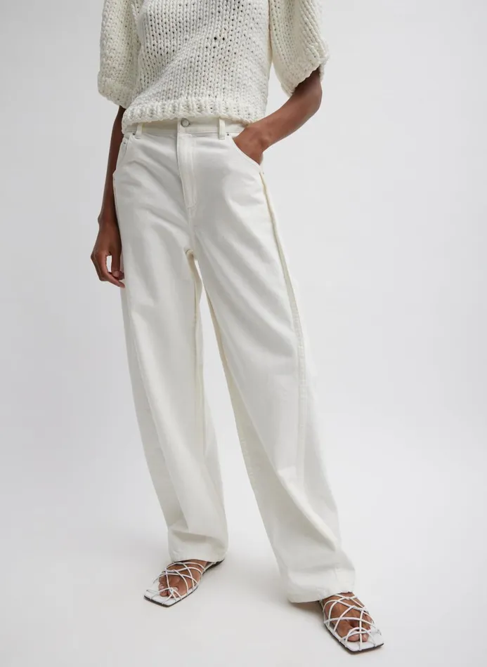 Women Denim Tibi Spring Denim Tuck Jean White