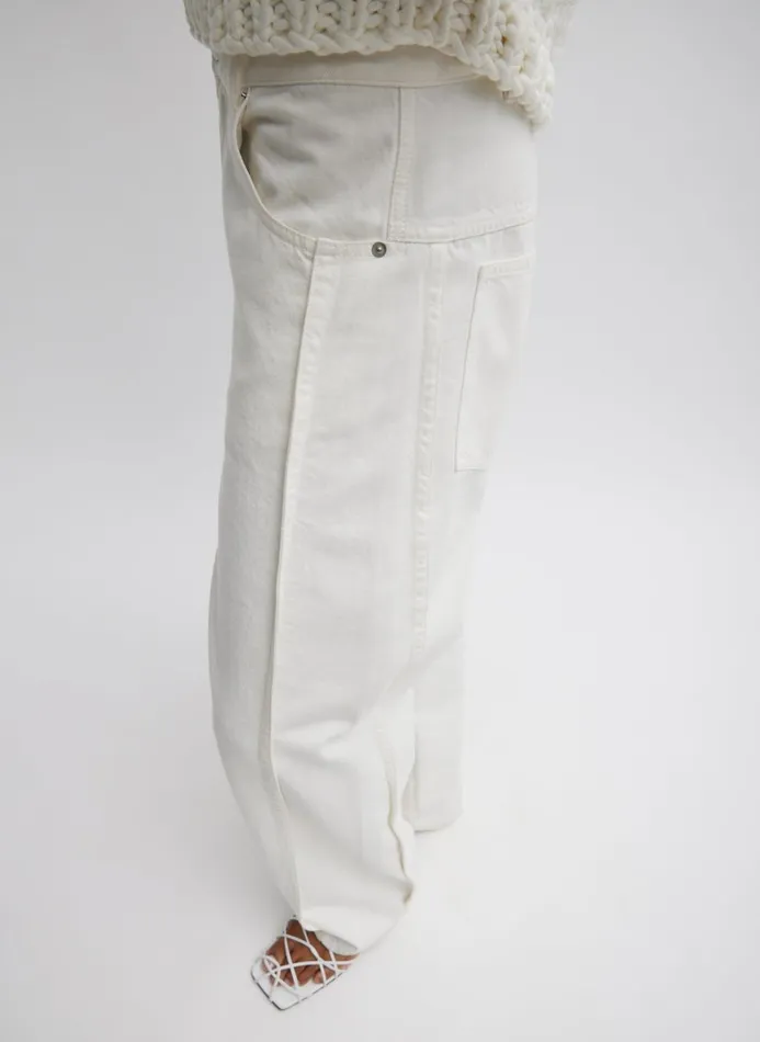 Women Denim Tibi Spring Denim Tuck Jean White