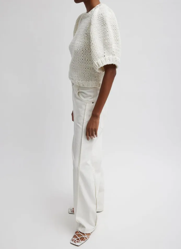 Women Denim Tibi Spring Denim Tuck Jean White
