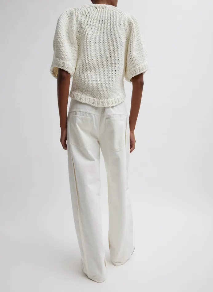 Women Denim Tibi Spring Denim Tuck Jean White