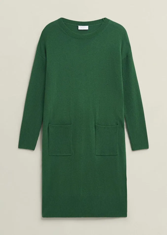 Women Devora Knitted Dress With Cashmere Verdent Green Hobbs Dresses and Jumpsuits