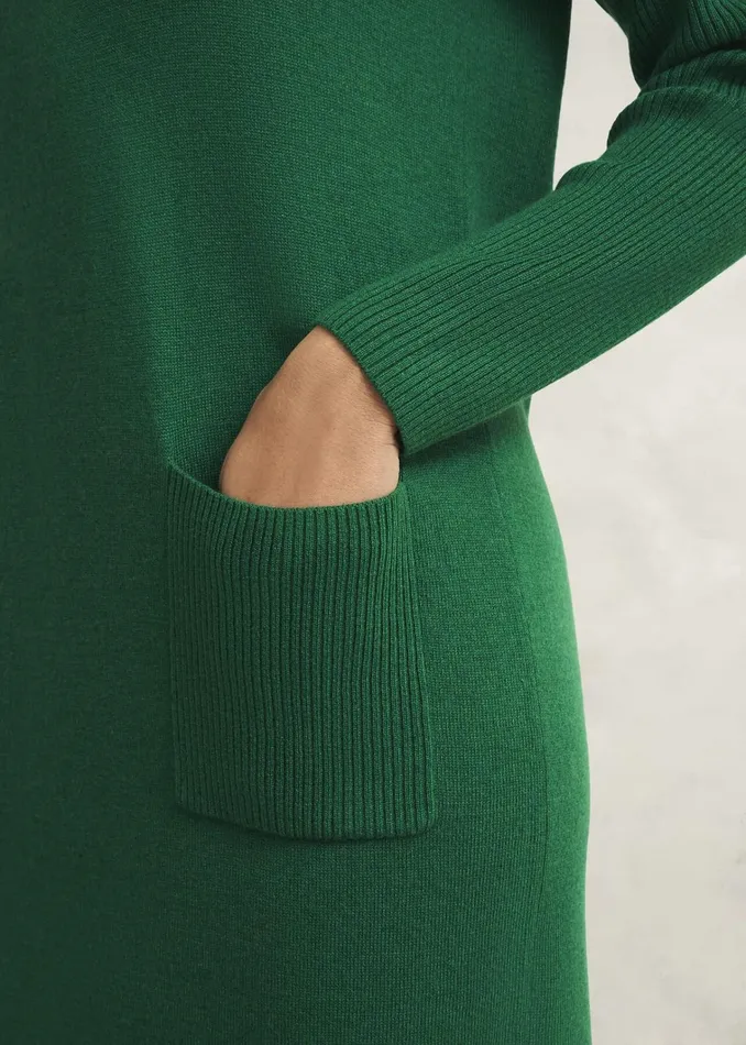 Women Devora Knitted Dress With Cashmere Verdent Green Hobbs Dresses and Jumpsuits