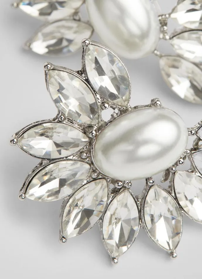 Women Dia Crystal And Pearl Spray Earrings LKBennett Jewellery