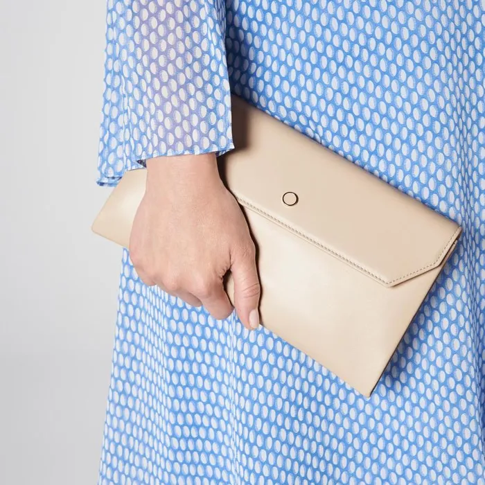 Women Dora Beige Leather Clutch Bag LKBennett Clutch Bags