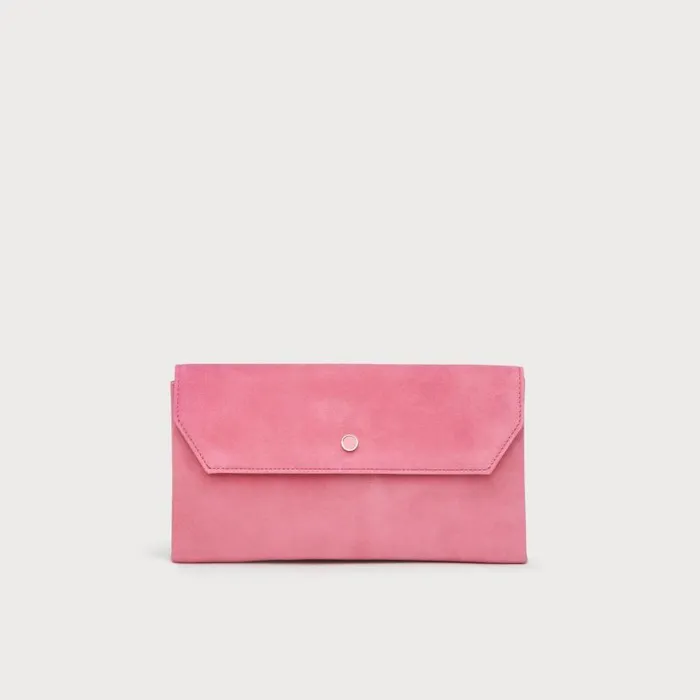 Women Dora Pink Suede Envelope Clutch LKBennett Clutch Bags