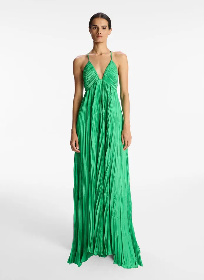 Women Dresses ALC Angelina Ii Satin Pleated Dress Verde