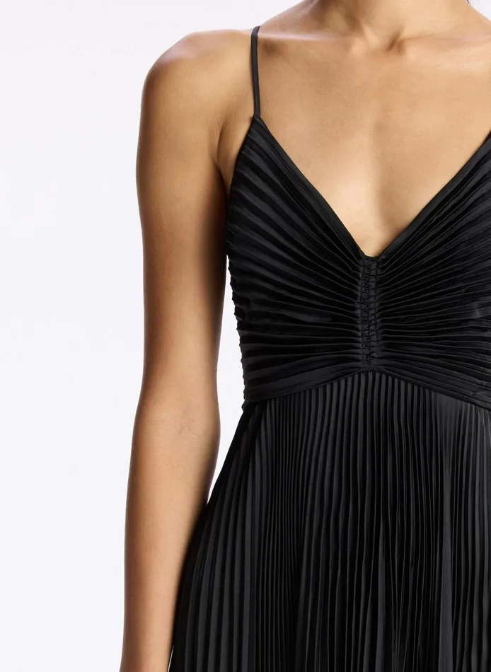 Women Dresses ALC Aries Satin Pleated Dress Black