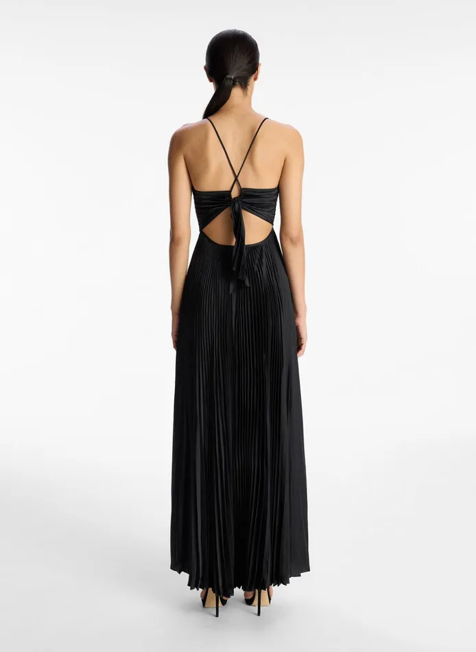 Women Dresses ALC Aries Satin Pleated Dress Black